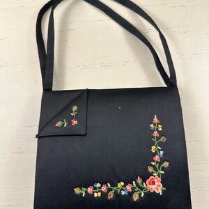 Antique vintage small black cosmetic night bag